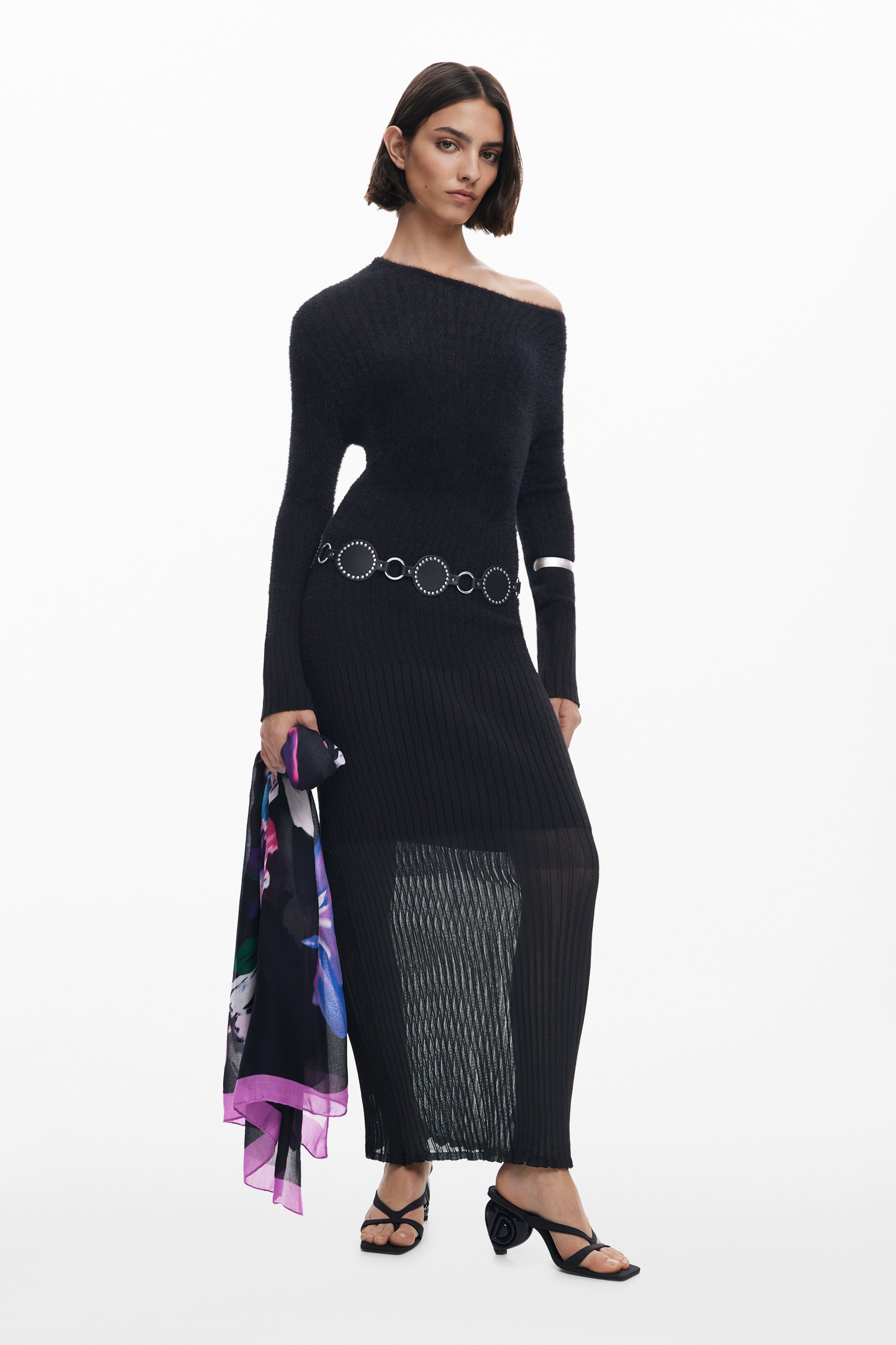 Rectangular floral scarf