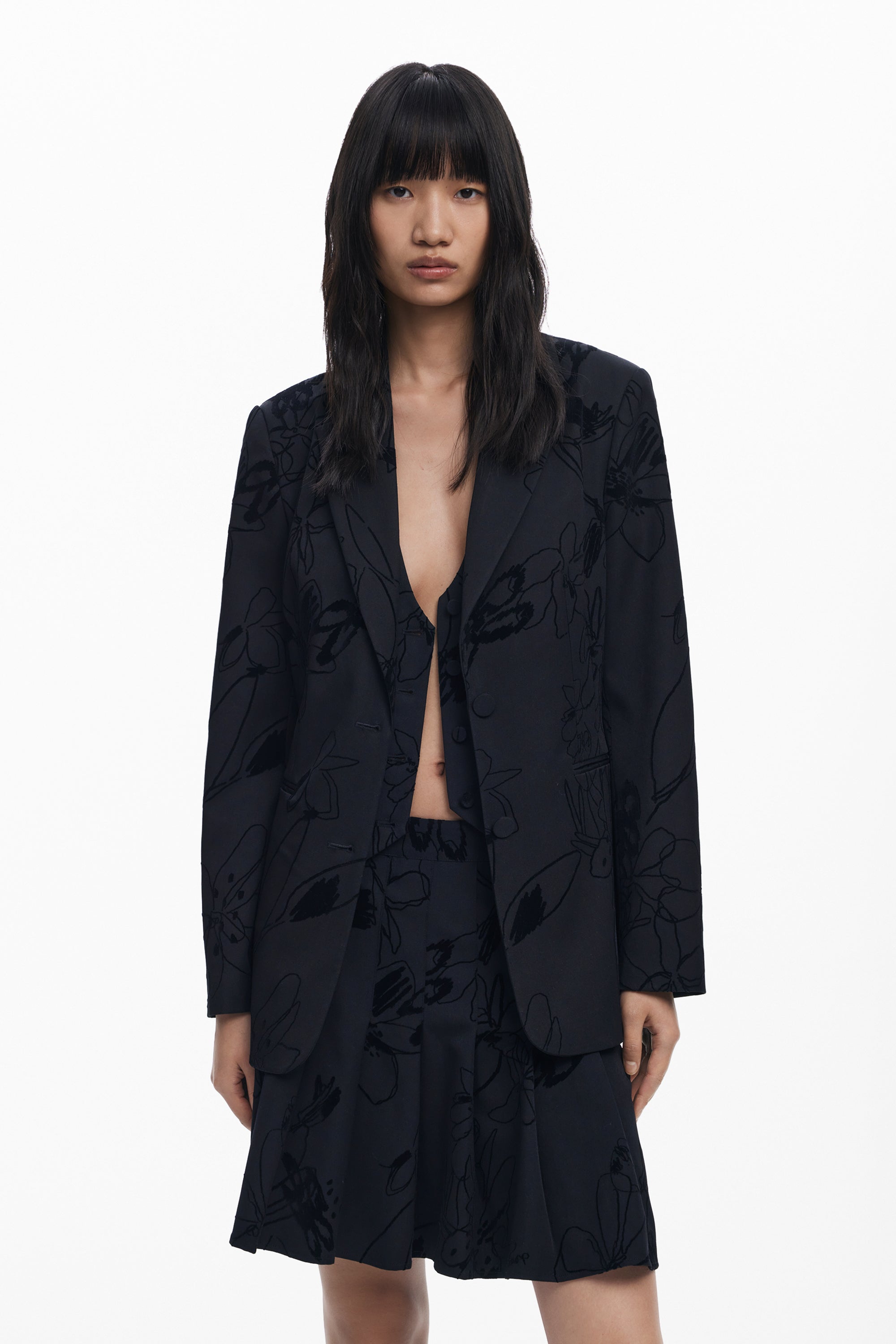 Blazer with velvet details