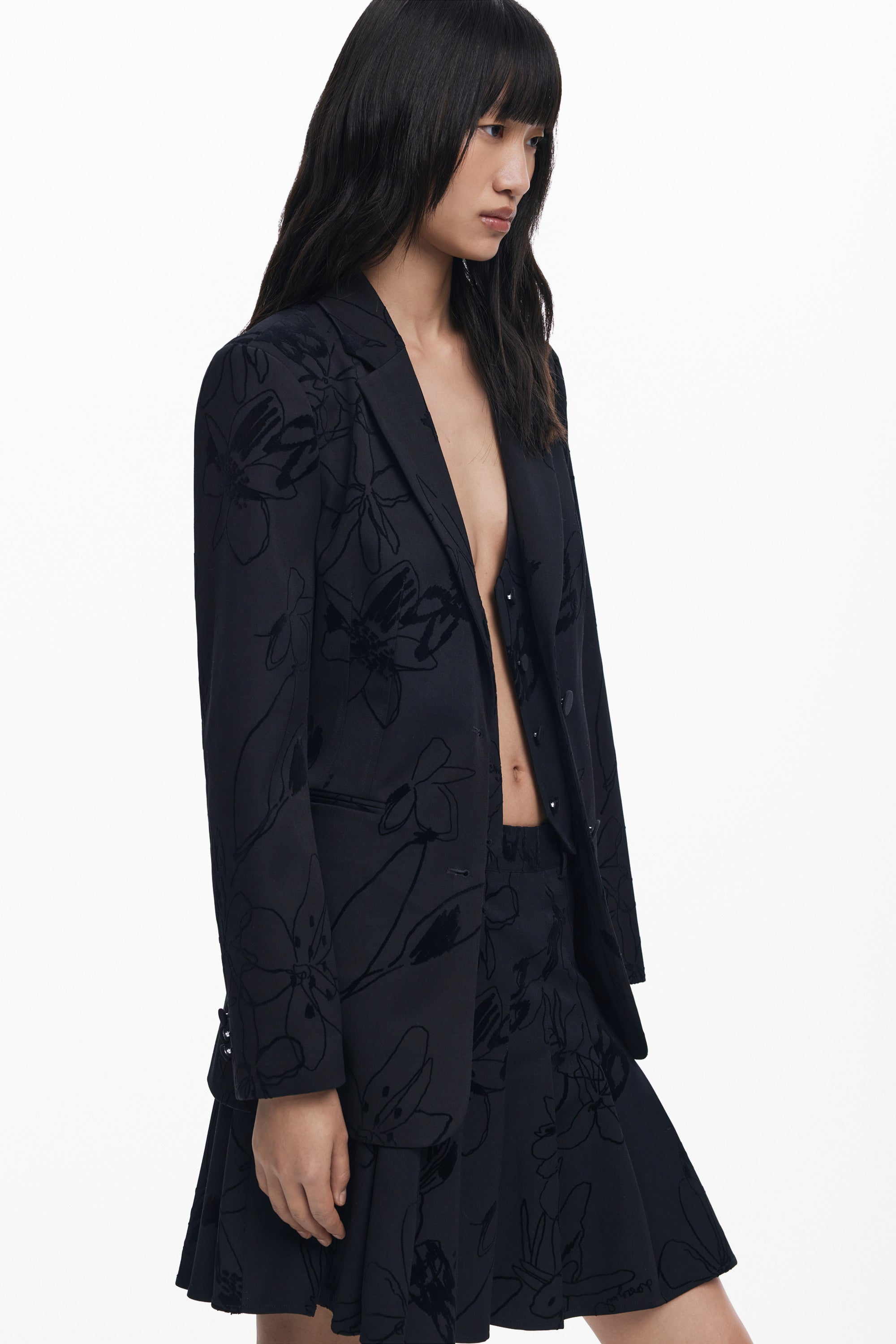 Blazer with velvet details