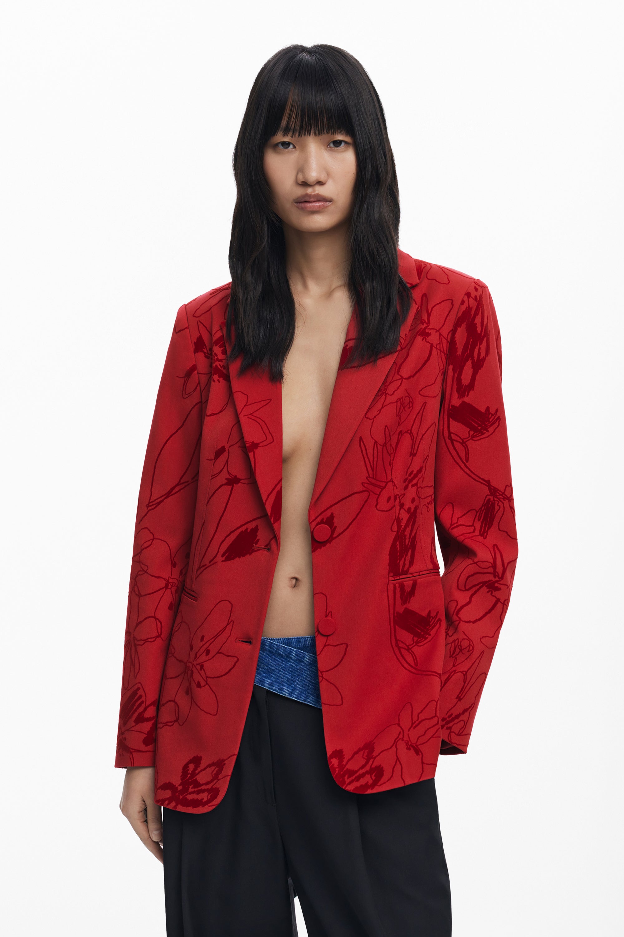 Blazer with velvet details