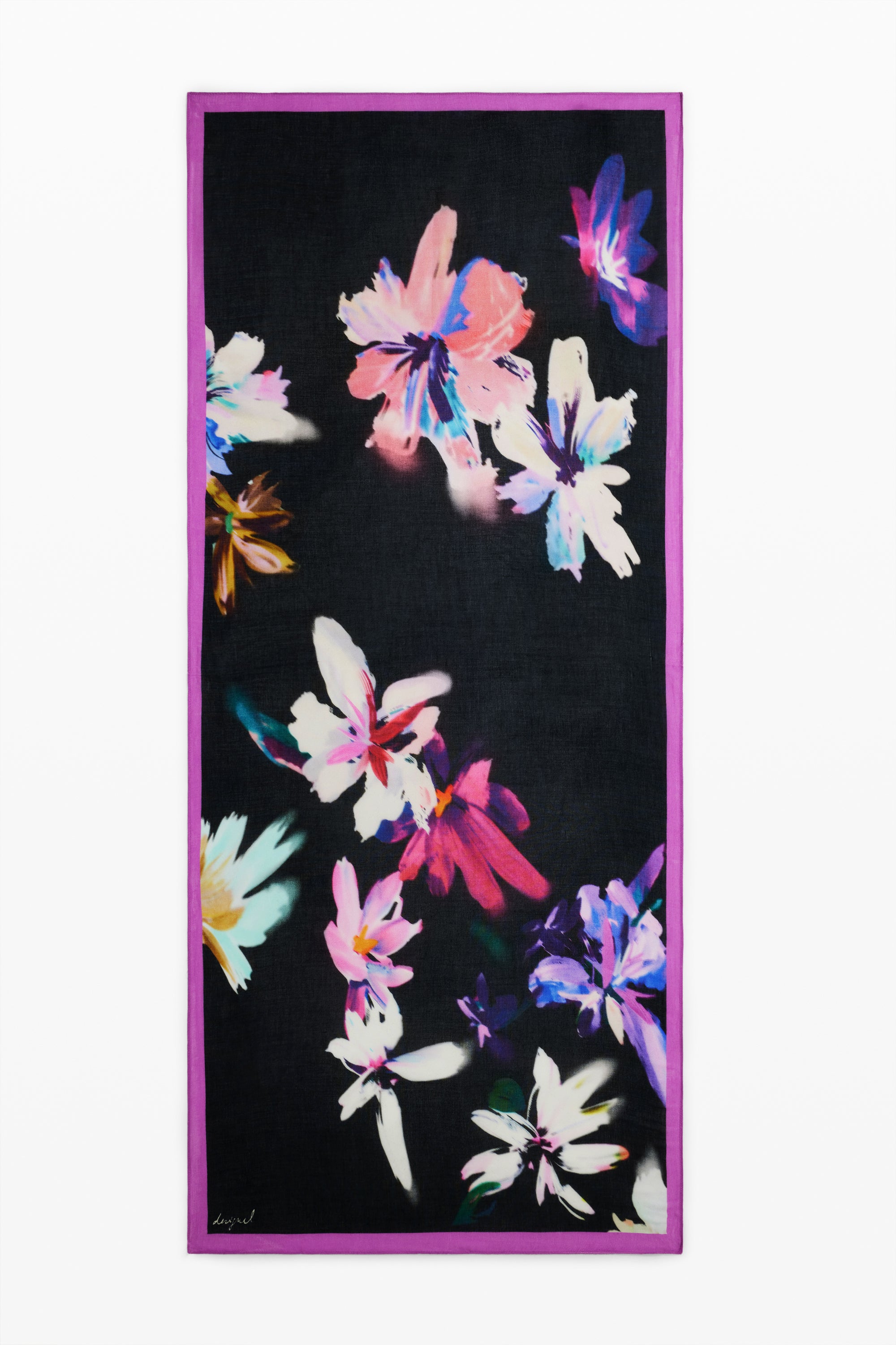 Rectangular floral scarf