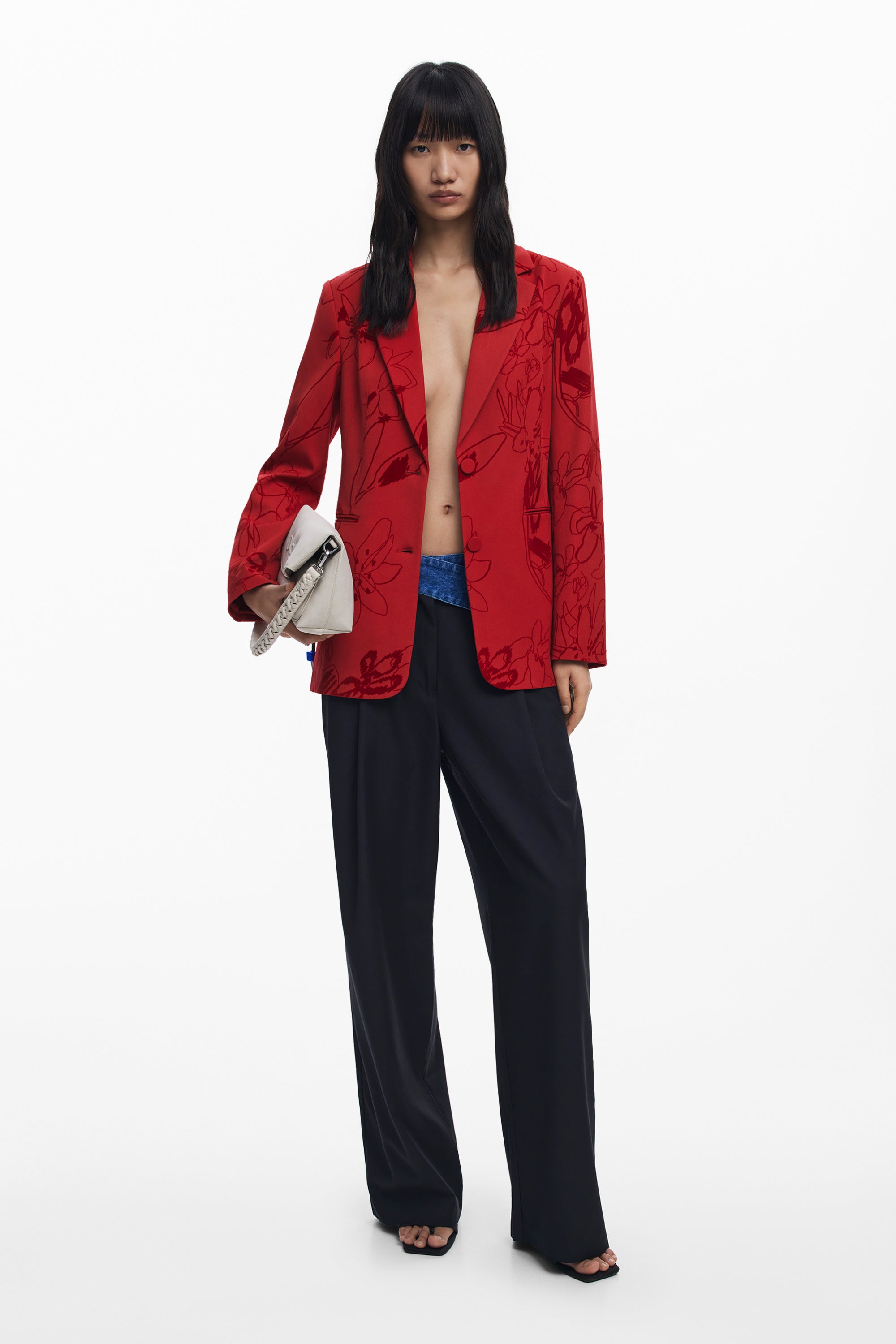 Blazer with velvet details