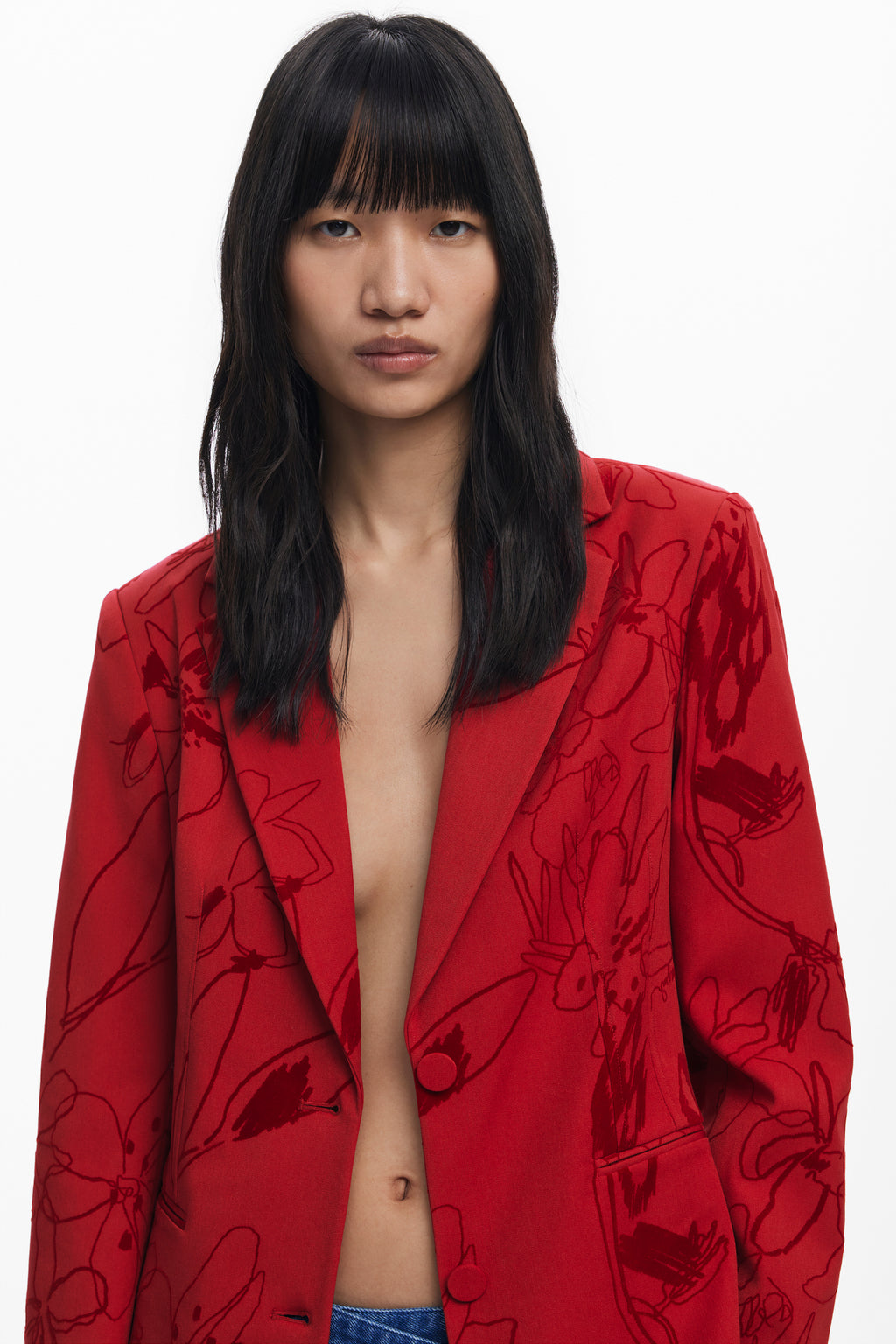 Blazer with velvet details