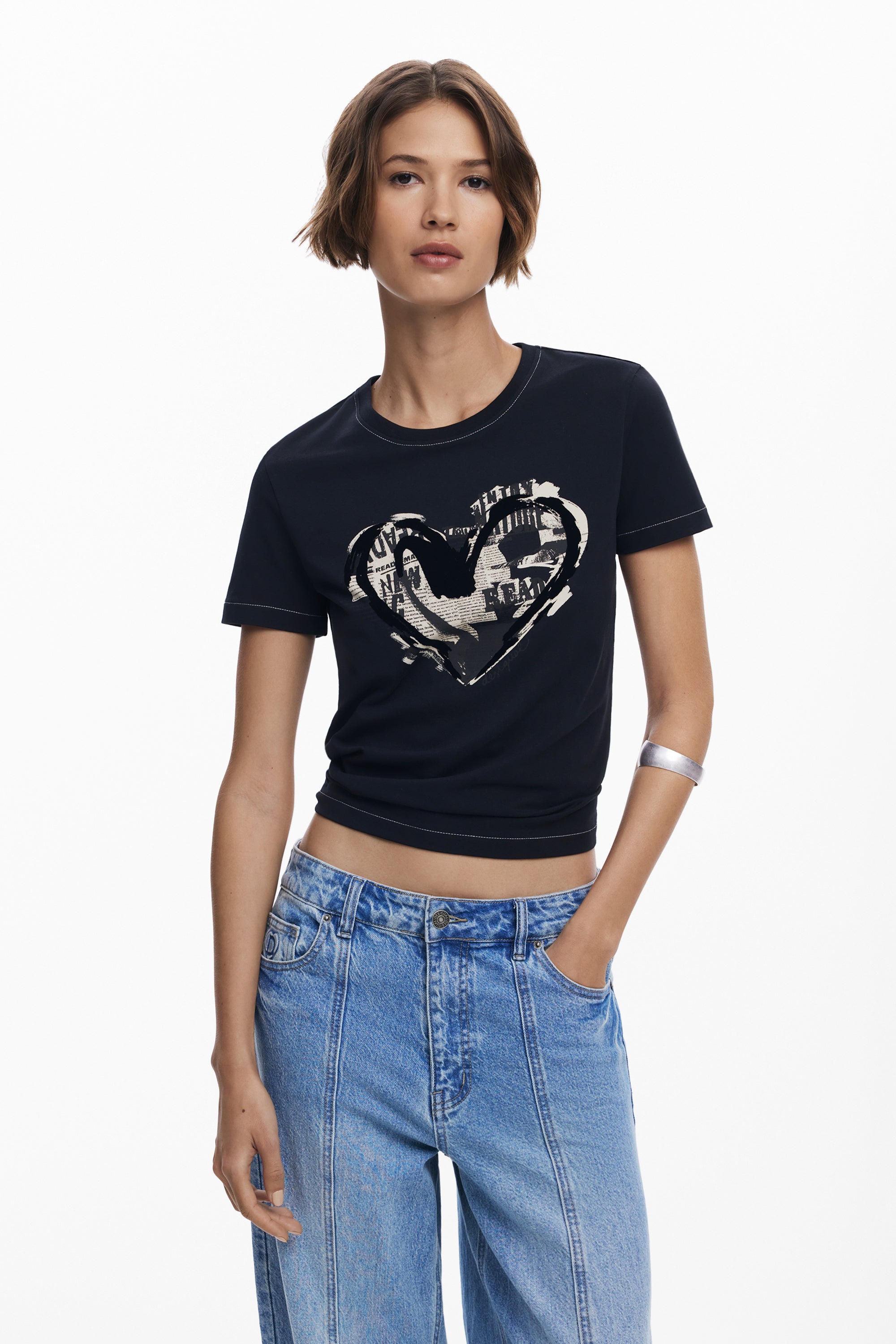 Newspaper heart T-shirt