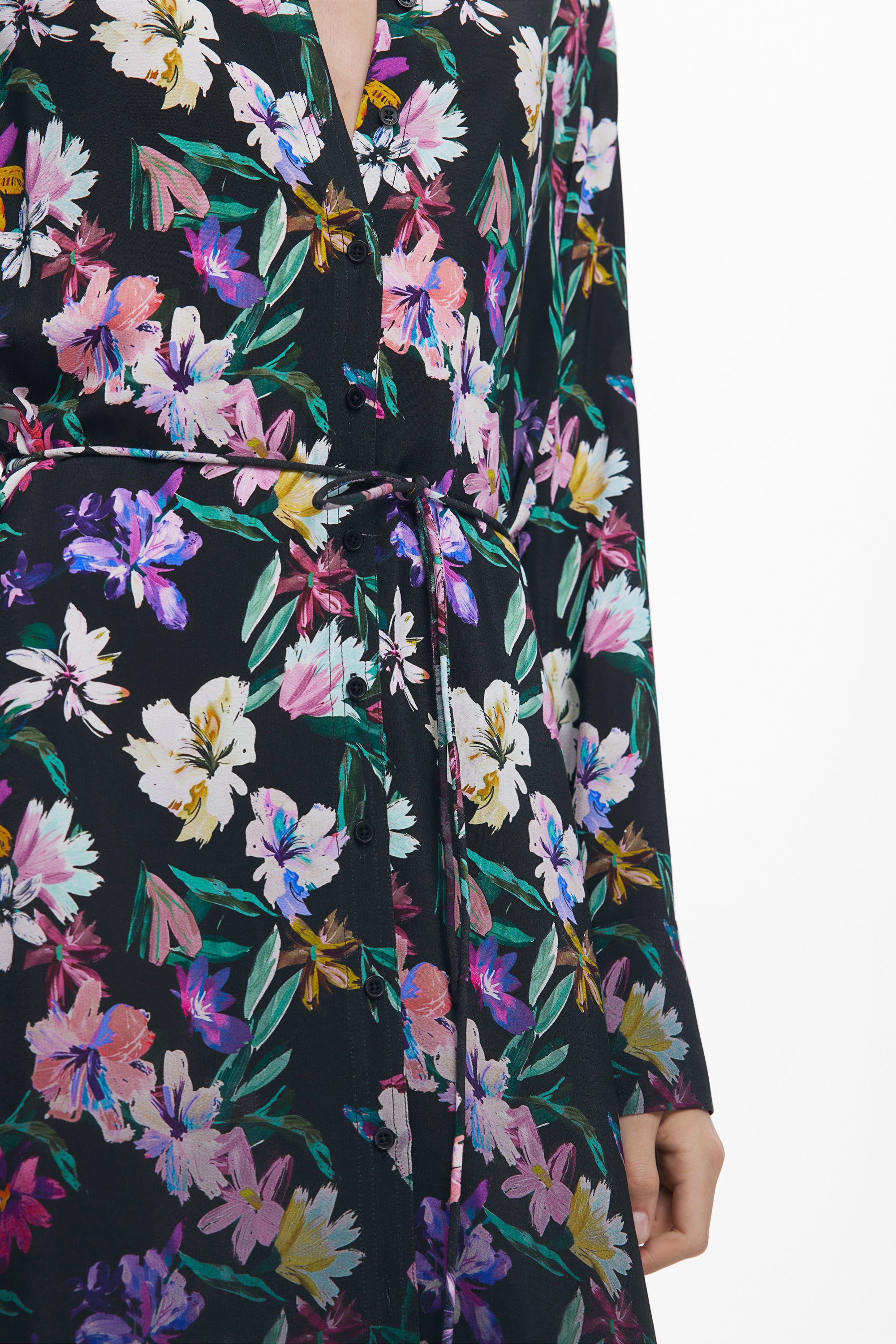 Gradient floral shirt dress