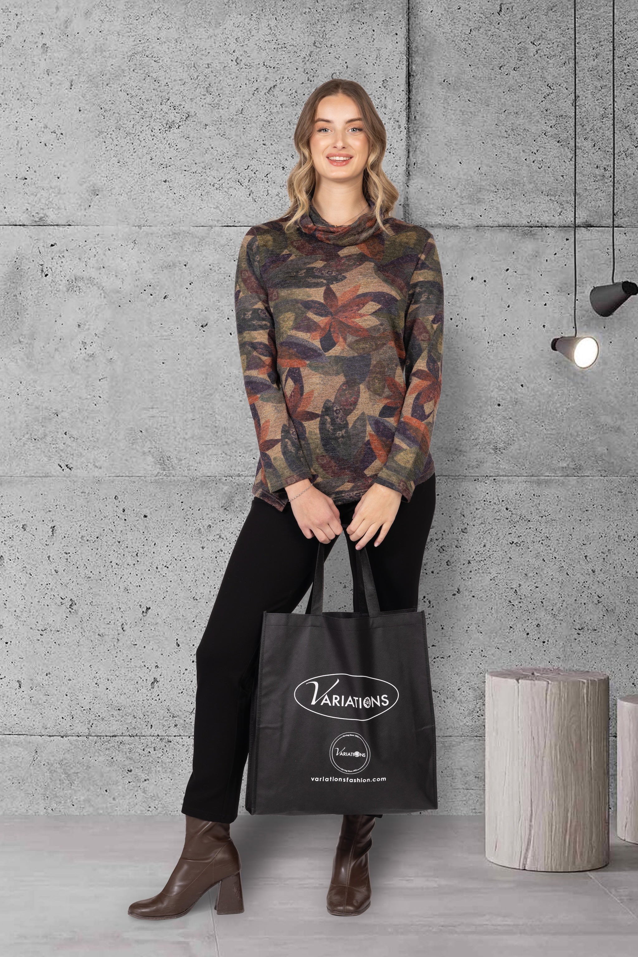 Cowl Neck Top Flower